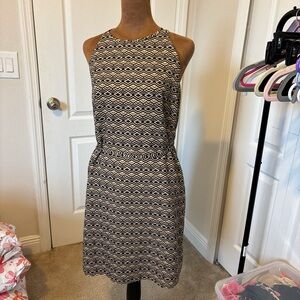Banana Republic Navy Blue & Cream Midi Dress